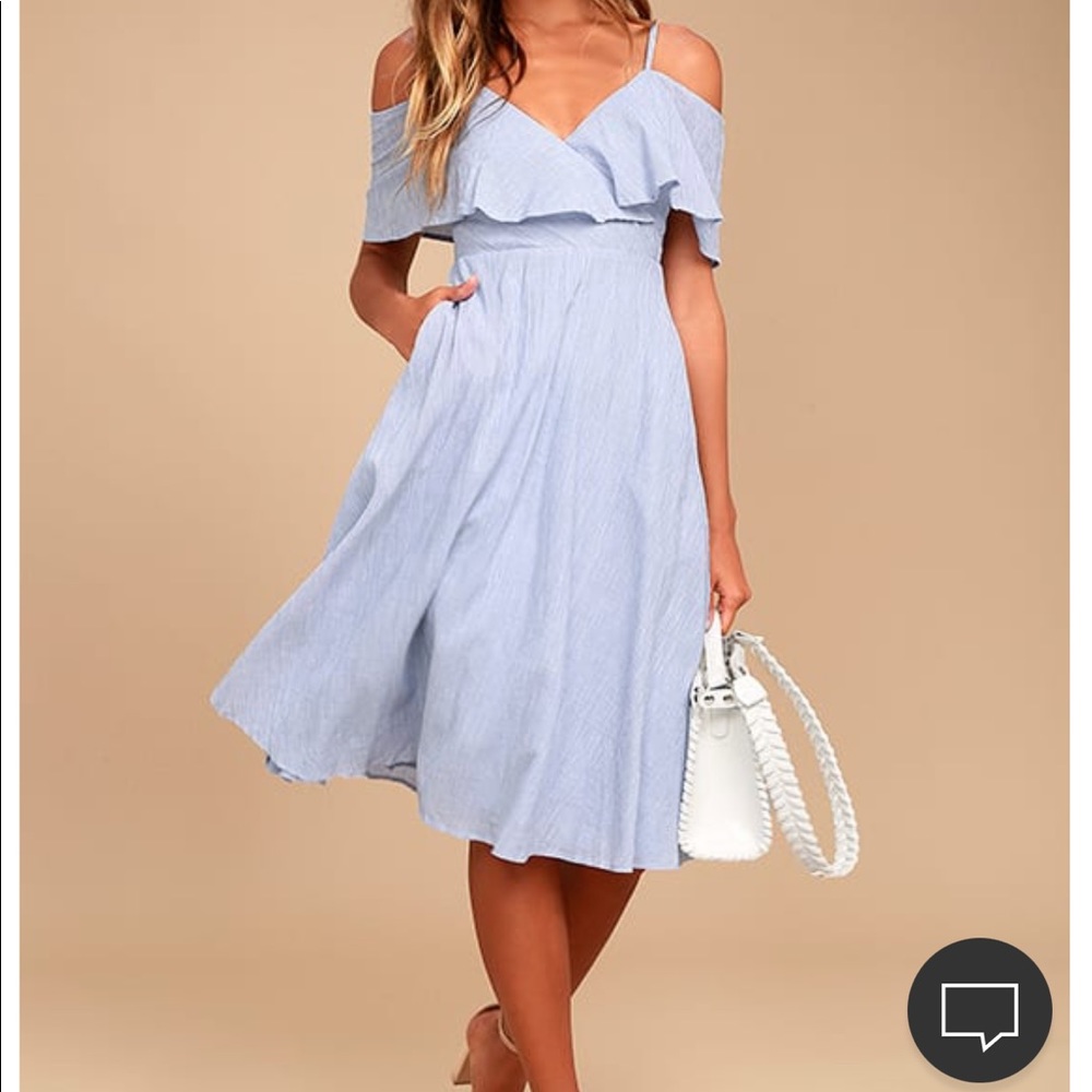 Lulus seersucker off the solder midi dress